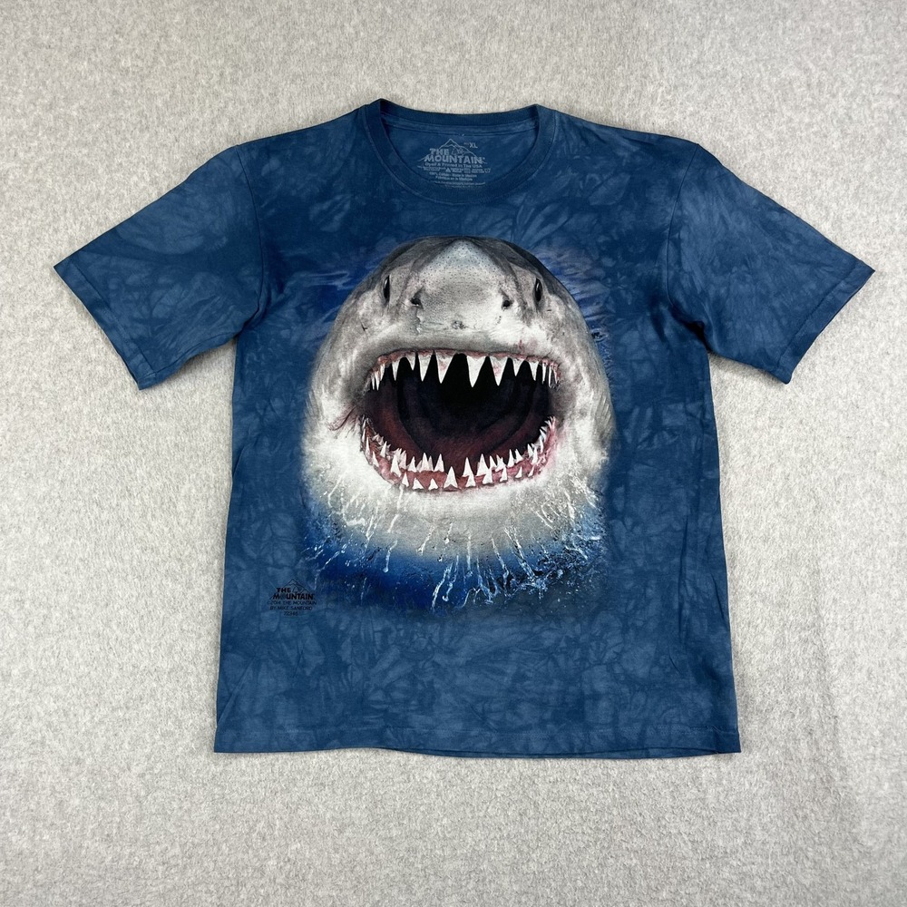The Mountain Shark T Shirt Youth XL Blue Great White Shark Tie Dye Aquarium